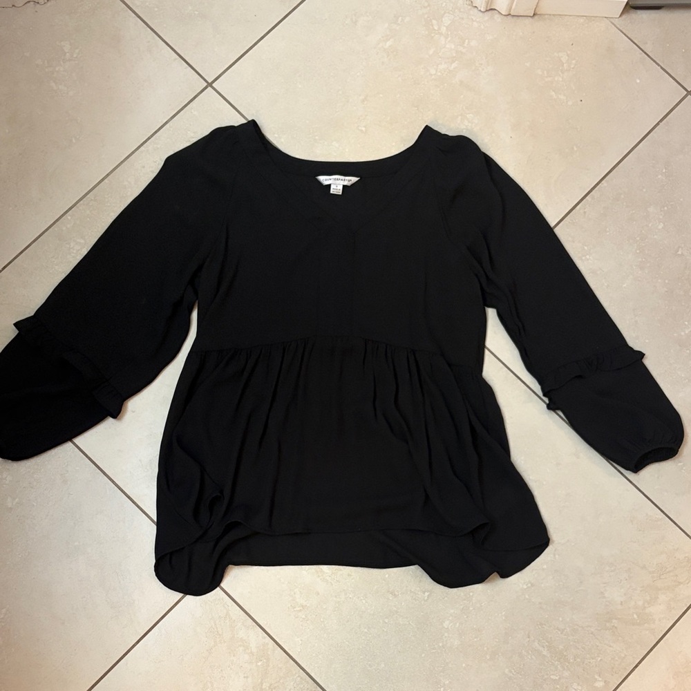 Counterparts Black Ruffle Sleeve Blouse